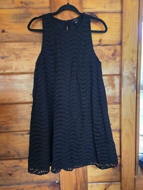 Ann Taylor Black Eyelet Sleeveless Dress